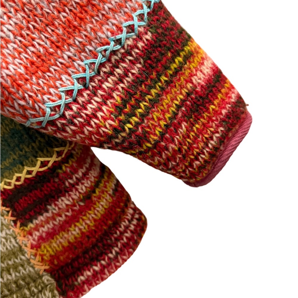 Hand Knitted Patchwork Wool Insulated Cardigan Ja… - image 7